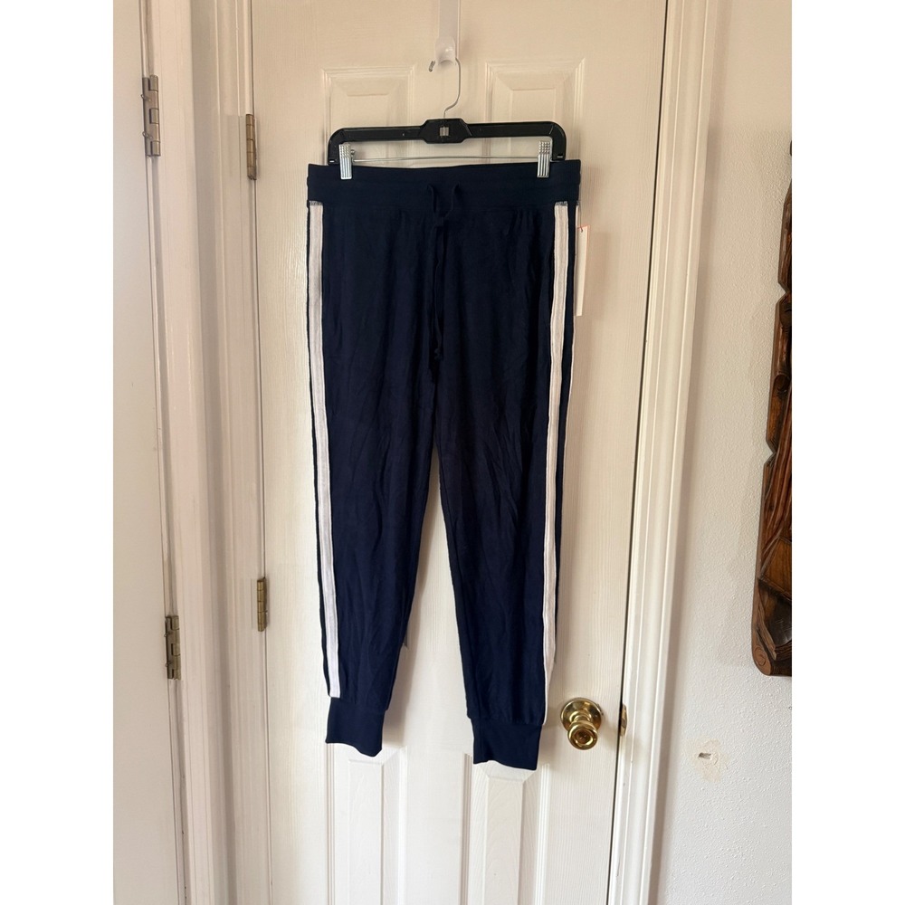 Aqua Navy White Stripe Knit Sweatpants Joggers Lounge Pants Size Medium